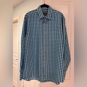 Johnston & Murphy blue and White Plaid Men's Shirt